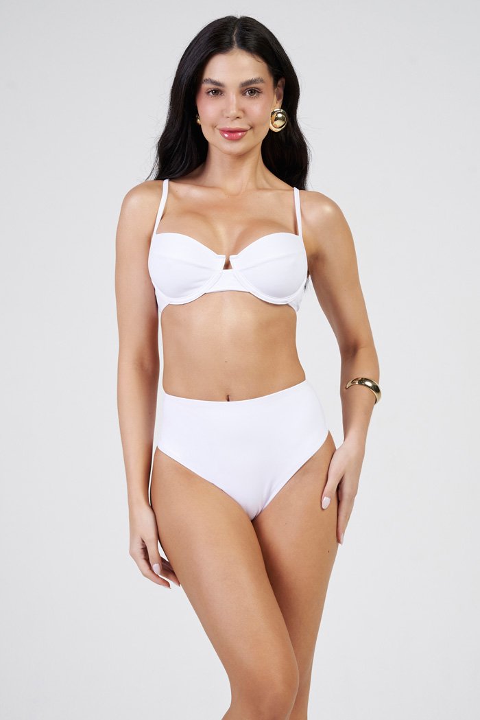 Calcinha de Biquíni Lisa Hot Pant Fio Duplo Branco